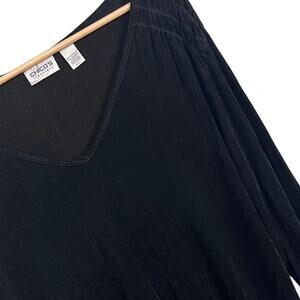 Chicos Travelers Womens XL Black Tunic Top Wrinkle Free Travel Career Minimalist
